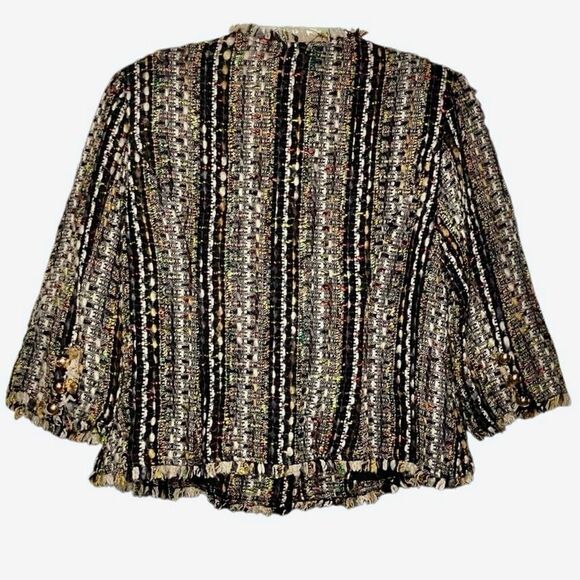 CAbi Paris 3/4 Sleeve Tweed Blazer in Black/Brown/Gold Women’s M - Picture 6 of 9